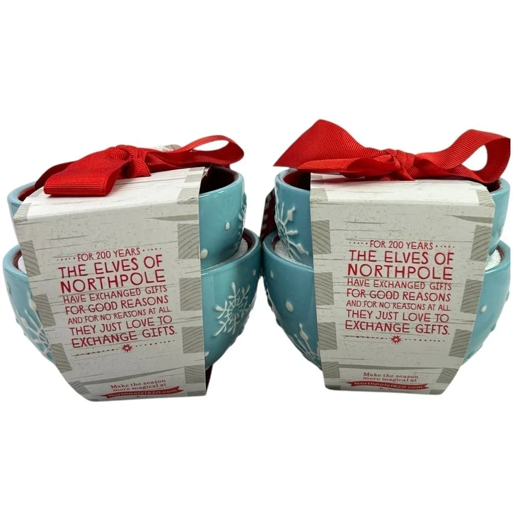 Hallmark Northpole COZY‎ BOWLS Set of 2 Blue Snowflake Christmas Holiday Gift